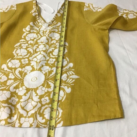 Boden Yellow Linen Wide Sleeve Top New Size 6 - Picture 12 of 12